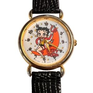 Vintage Betty Boop Watch 1989 Leetal Inc Gold Tone Novelty Cartoon Character